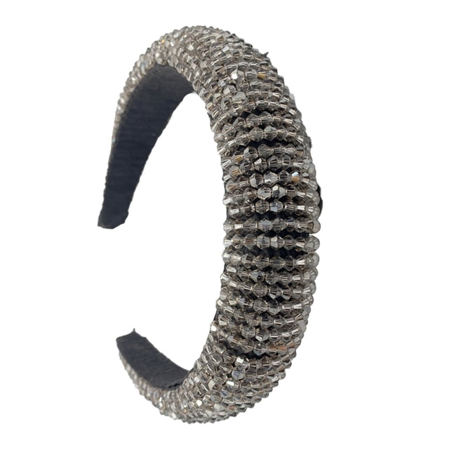 Cintas para el pelo Minnieouse con cuentas de cristal y cierre de diamantes de imitación para mujer Gris-plata