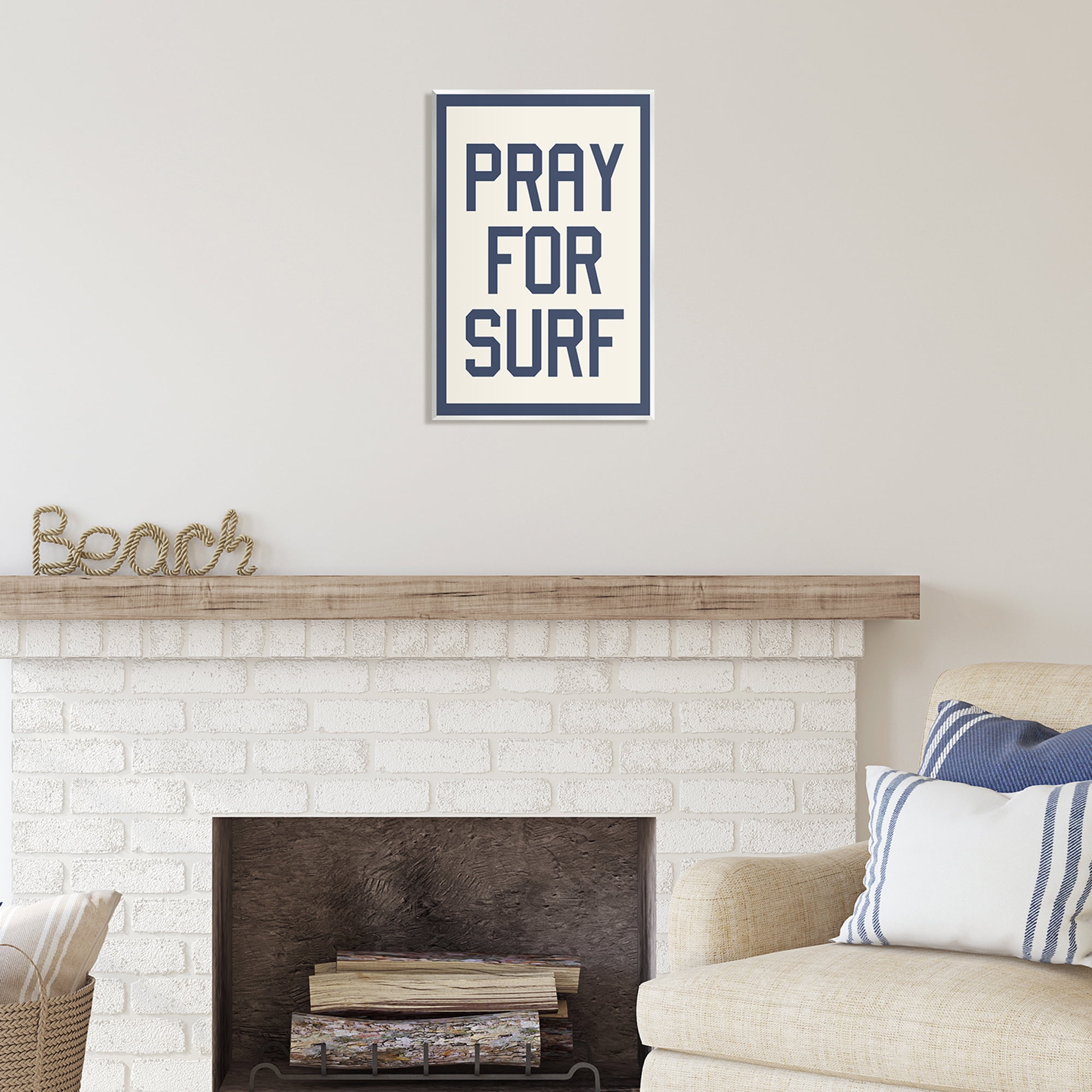 Stupell Industries Pray for Surf Phrase Nature Painting Unframed Art Print Wall Art, 13 x 19