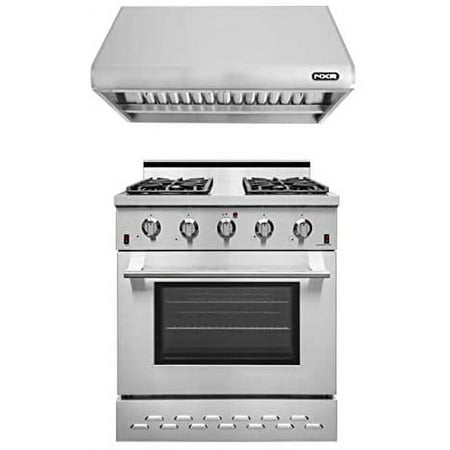 NXR SC3055 30" Natural Gas Range & RH3001 Under Cabinet Hood Bundle, Stainless Steel