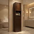 thumbnail image 3 of Aiho Bathroom Storage Cabinet, White Linen Cabinet, Narrow Tall Cabinet Storage Tower with Door ,Drawer and Open Storag - Dark Brown, 3 of 7