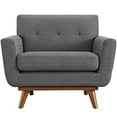 thumbnail image 2 of Hawthorne Collections Contemporary Upholstered Fabric Accent Arm Lounge Chair in Gray with Solid Wood Legs, 2 of 5