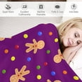 thumbnail image 3 of Christmas Gingerbread Throw Blanket Soft Warm Ball Purple Lightweight Flannel Plush Fuzzy Blankets Gift for Women Kids Boys Teens 50X60 in, 3 of 6