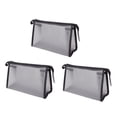 thumbnail image 2 of Travel Cosmetic Bag, Mesh Makeup Bag Semi Transparent 3 Pieces Large Capacity  For Outing, 2 of 8