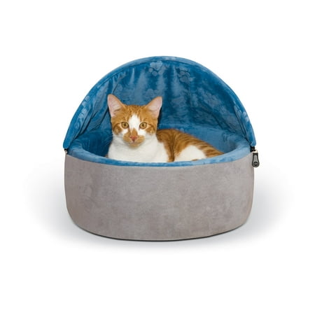 K&H Pet Products Self-Warming Kitty Bed Hooded Large Blue/Gray 20u0022