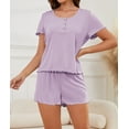 thumbnail image 7 of Loritta Womens Pajama Sets Knit Short Sleeve Shorts Lounge Sets Breathable 2 Piece Pjs with Pockets Mother's Day Gifts Sets Summer&nbsp;Purple S-2XL, 7 of 7