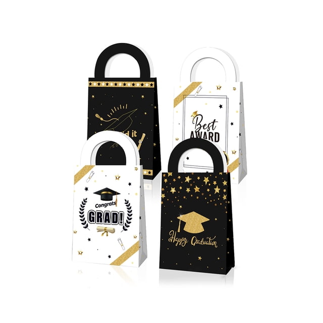 Naiovety Caja de regalo con estampado dorado, 12 Uds., bolsa de embalaje, bolsas de papel Kraft de doble cara resistentes al desgaste, cajas de Almacenamiento y organización del hogar