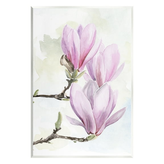Stupell Pink Magnolia Flower Blooms Botanical & Floral Painting Wall Plaque Unframed Art Print Wall Art