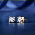 thumbnail image 2 of JeenMata 0.5 Carat Cushion Cut Moissanite 4 Prong Solitaire Stud Earrings in 18k Yellow Gold Plating for Women, 2 of 7