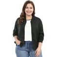 thumbnail image 1 of GRACE & GRANDEUR Women's Plus Size Contrast Trim Zipper Hip Length Bomber Jacket, 1 of 6