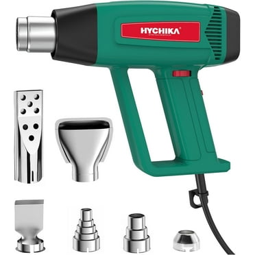 HYCHIKA Heat Gun, 1800W Hot Air Gun Kit with 6 Nozzles 140℉-1112℉ Fast Heating Variable Temp Control, Heat Gun for Crafting, Soldering, Shrink Tubing, Shrink Wrap