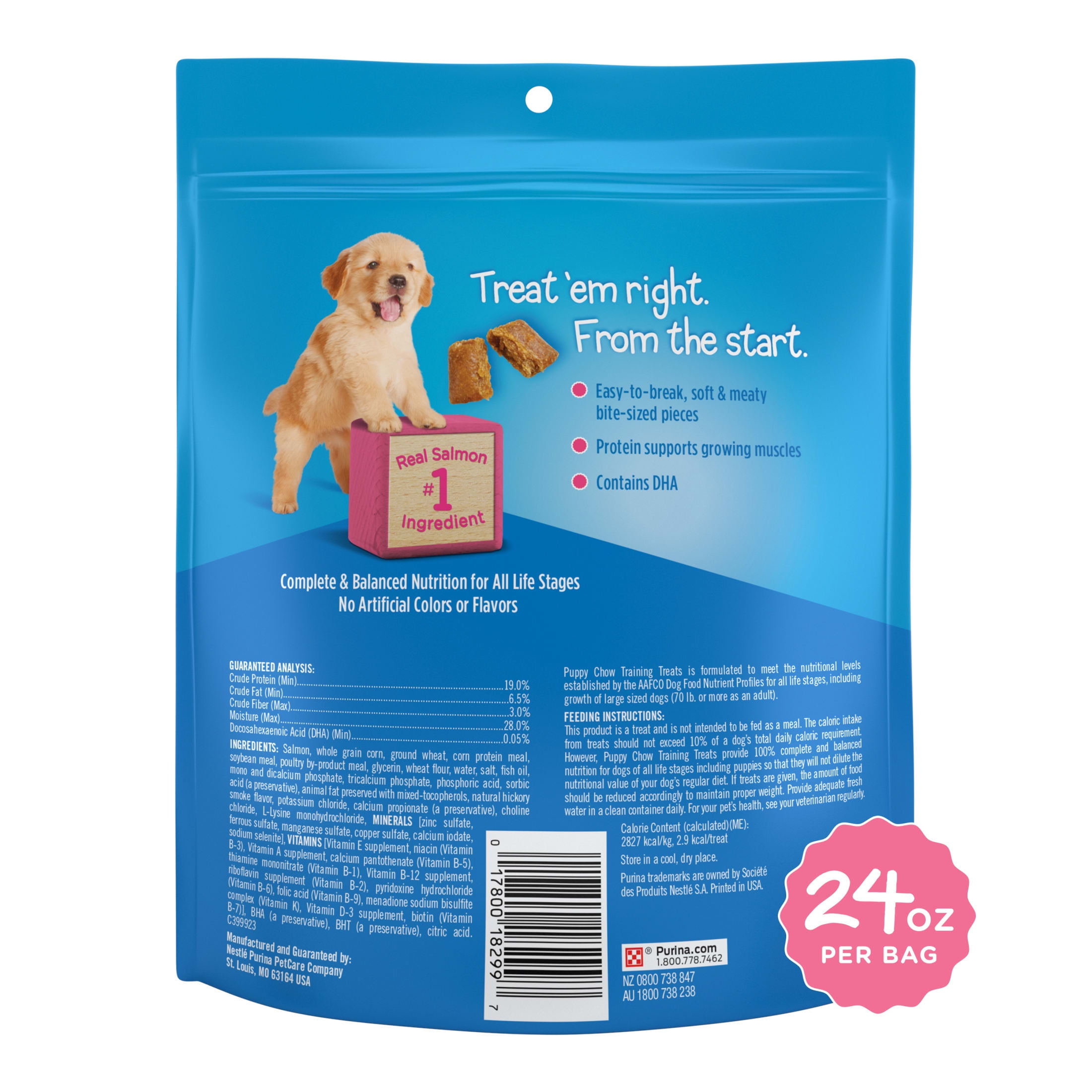 Purina Puppy Chow Dog Training Treats, Healthy Start with Real Salmon, 24 oz Pouch