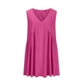 thumbnail image 5 of GaThRRgYP Womens Summer Casual T-shirt Dress,Women Casual Loose Solid Pleated Sleeveeless V-Neck Dress Hot Pink S, 5 of 7