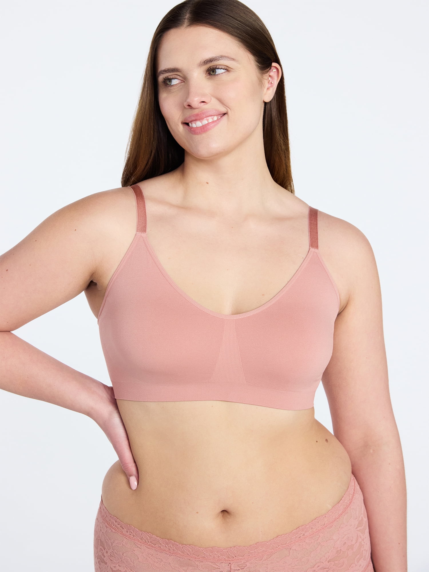 Joyspun Women's Seamless Plunge Pullover Bralette, Sizes S-XXXL