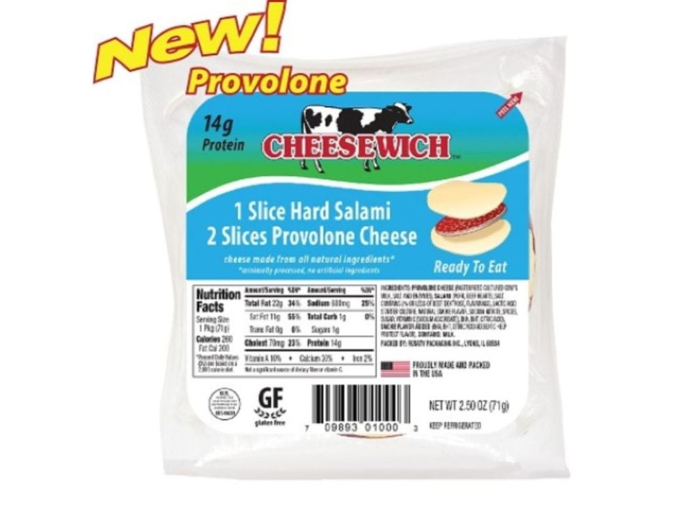 Cheesewich Slice of Hard Salami Provolone Cheese 2.5oz (PACK OF 96