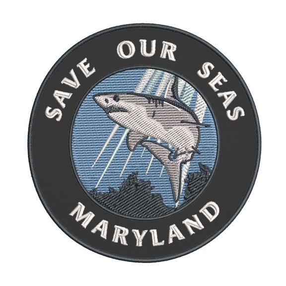Save Our Seas! Maryland 3.5 Inch Iron Or Sew On Embroidered Fabric Badge Patch Ocean Beach, Salt Life Iconic Series