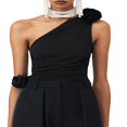 thumbnail image 2 of Women One Shoulder Backless Crop Top Sleeveless Strappy Open Back Cami Tank Tops, 2 of 6