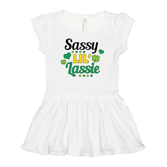 Inktastic Saint Patrick's Day Sassy Lil' Lassie with Shamrocks Girls Baby Dress
