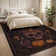 thumbnail image 3 of ODIKA 8'x10' Washable Area Rug Dark Purple Orange Celestial Skull Design Mystical Symbols with Moon and Stars Motif for King Size Bedroom Under Bed, Master Suite, Non-Shedding, Easy Care, 3 of 7