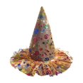 thumbnail image 5 of EliteGoogv Kids Halloween Witch Hat Wide Brim Pointed Hat Printed Pattern Mesh Decor Party Hat for Children, 5 of 5