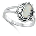 thumbnail image 4 of CHOOSE YOUR COLOR Rope Bali White Simulated Opal Ring .925 Sterling Silver Band CZ Female Size 9, 4 of 4