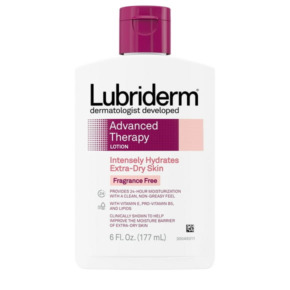 Lubriderm Advanced Therapy Lotion, Fragrance-Free, 6 Fl Oz (Pack of 4)