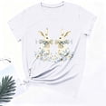 thumbnail image 5 of Womens Tops Easter Bunny Casual Printed Round Neck Short Sleeved T-shirt White S, 5 of 6