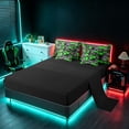 thumbnail image 5 of Manfei 3D Geometric Cubes King Bedding, Gray Bright Green Checkered King Bed in a Bag, Black Reversible 7 Pieces, 5 of 6