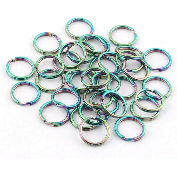 12mm Rainbow Round Split Key Rings Key Chain Jewelry Charm Clasp Supplies,Small Jump O Rings Loop Metal Key Ring Pendant,Key Fob Hardware 50pcs