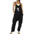 thumbnail image 1 of Gibobby pantalones siameses Monos holgados con tirantes y estampado Floral, informales, sin mangas, para verano, para mujer, mono largo con bolsillos(Negro， S), 1 of 4