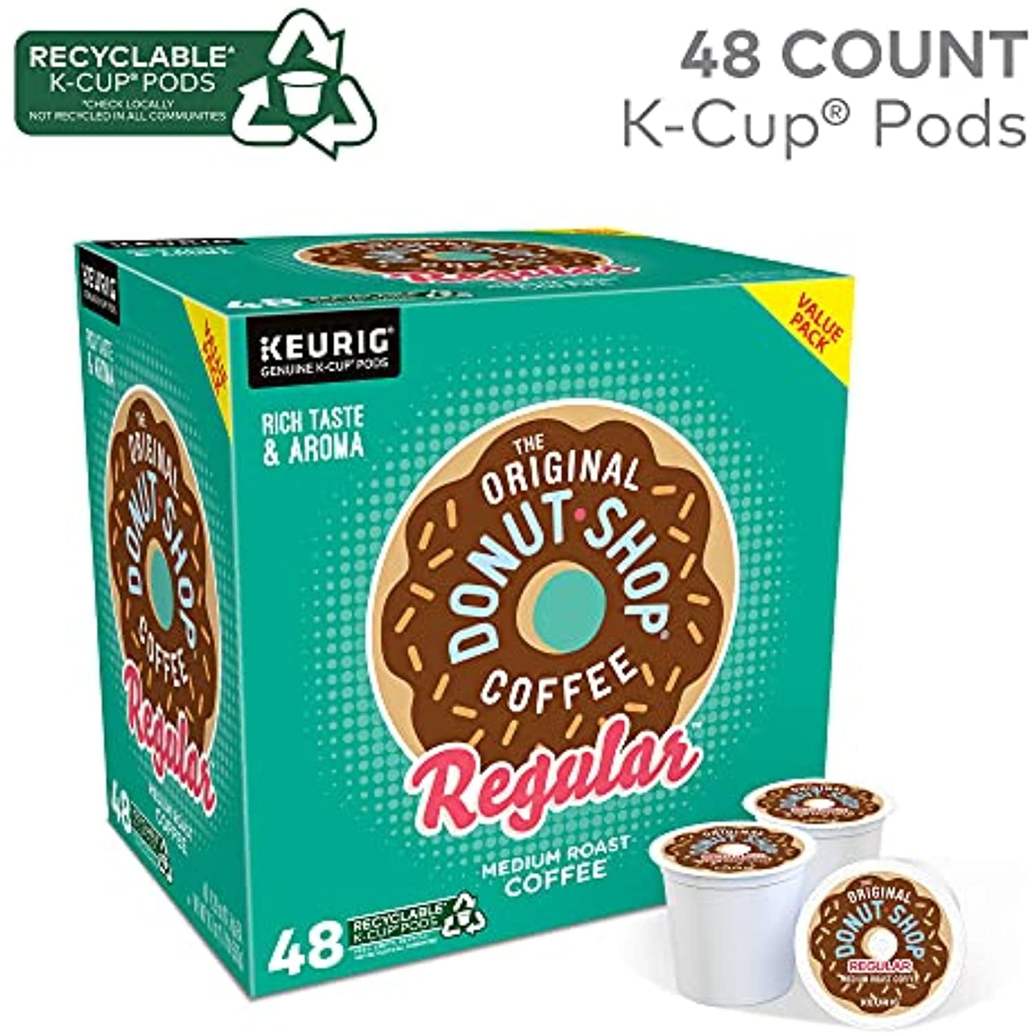 The Original Donut Shop Regular Keurig Single-Serve K-Cup Pods, Medium Roast Coffee, 48 Count