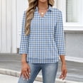 thumbnail image 5 of Womens 3/4 Sleeve Polo Shirts Collared V Neck Business Blouses Banded Bottom Casual Tops Royal Blue M, 5 of 7