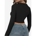 thumbnail image 4 of Women's Basic Sexy Square Neck Long Sleeve Going Out T Shirt Crop Top, 4 of 4