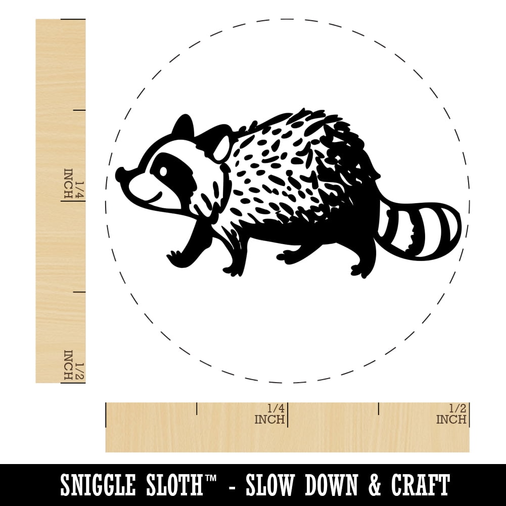 Cute Raccoon Walking Self-Inking Rubber Stamp Ink Stamper - Black Ink - Mini 1/2 Inch