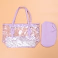 thumbnail image 6 of 1PC Women Handbag Waterproof PVC Beach Bag Round Dots Pattern Bag Fashion Handy Bag for Women Girls (Purple), 6 of 7
