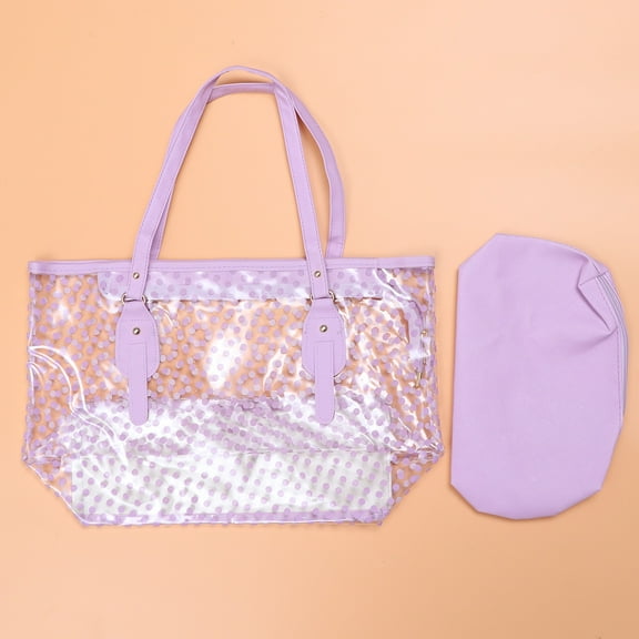 DECORNIJIA Women Summer Beach Tote Bag PVC Purple 1PC
