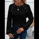thumbnail image 4 of Blusas Tipo Túnica para Mujer, Cuello Redondo, Elegantes, con Encaje y Retazos, Blusas Informales, Suéteres. Negro M, 4 of 7