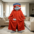 thumbnail image 4 of Monster Onesie Animal Pajamas Cosplay Costume with Slippers and Comb, Big Eyes Wide Mouth Monster Jumpsuit, Funny Character Outfit, Halloween Costume for Couples, Parties and Events, Red:L, 4 of 5