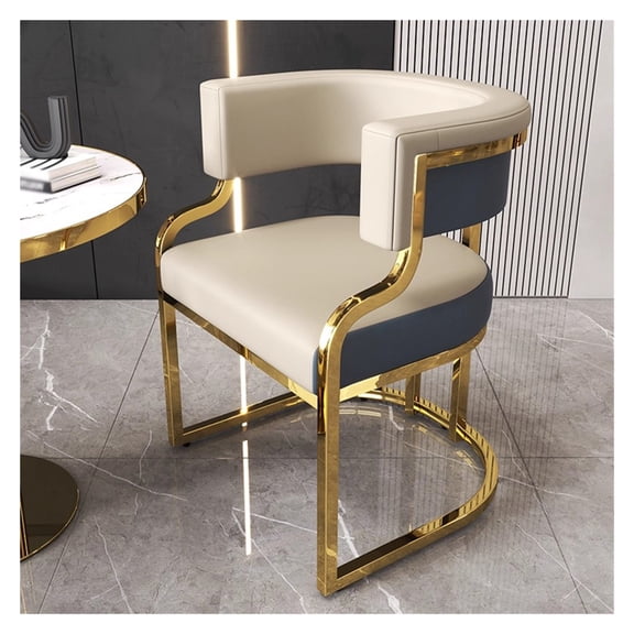 Kitchen Side Chair Modern Barrel Dining Chairs with Gold Metal Frame,Open Back Accent Chair Upholstered Arm Side Chair for Living Dining Room/Vanity