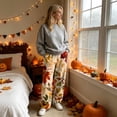 thumbnail image 4 of Hearthz Thanksgiving Women's Fleece Pants Fall Maple Leaf Print Wide Leg Women Pajama Pants Elastic Drawstring High Waist Sleeping Pants Women Womens Plush Pajama Pants, 4 of 6