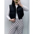 thumbnail image 4 of High Neck Zipper Cropped Puffer Vest Jacket Coat Black S, 4 of 8
