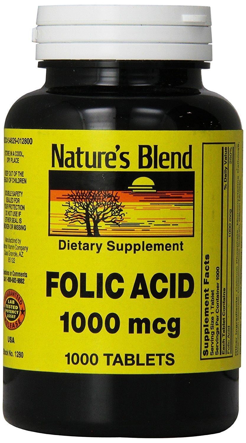 Nature's Blend Folic Acid 1000 Mcg 1,000 Mcg 1000 Tabs - Walmart.com ...