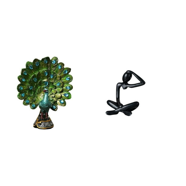 Elegante Estatua Abstracta De Pavo Real Pensador. Colección De Esculturas De Animales. Adorno Moderno De Mesa Para Dormitorio, Oficina, Sala De Estar, Estante, Escritorio. Decoración Del Hogar.