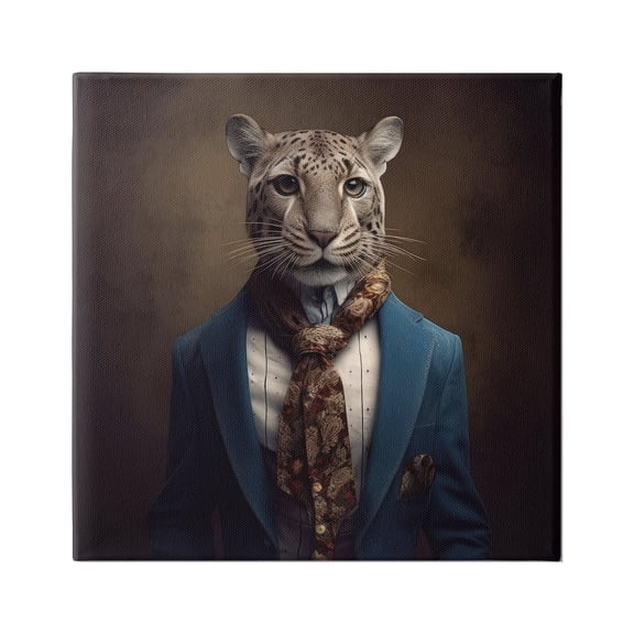 Stupell Industries Fancy Fashion Leopard Animals & Insects Painting Gallery Wrapped Canvas Art Print Wall Art, 17 x 17