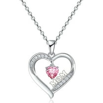 14k White Gold Plated 5A Cubic Zirconia Heart Pendant Necklace for Women ,