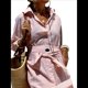 thumbnail image 3 of Vestido Camisero Informal para Mujer, con Solapa, 3/4, Cuello Abotonado, Abertura y Lazo, Vestido Maxi Estilo Resort. Rosa M, 3 of 8