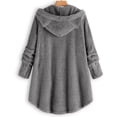 thumbnail image 4 of Women's Plus Size Casual Color Block Sweatshirt Button Hoodie Loose Blouse Warm Coat, 4 of 5