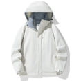 thumbnail image 5 of SEMPAI Waterproof Jacket for Women Windproof Jacket Women Hooded Casual Long Sleeve Coat with Pocket Loose Zipper Sports Suit White XL, 5 of 5