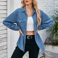 thumbnail image 6 of Viikei Trendy Women's Washed Denim Jacket with Pockets Retro 90s Fashion,Women's Denim Jacket for a Cool Look,Women's Color Lapel Look Slimmer Sleeve Denim Jacket Light Blue S, 6 of 9