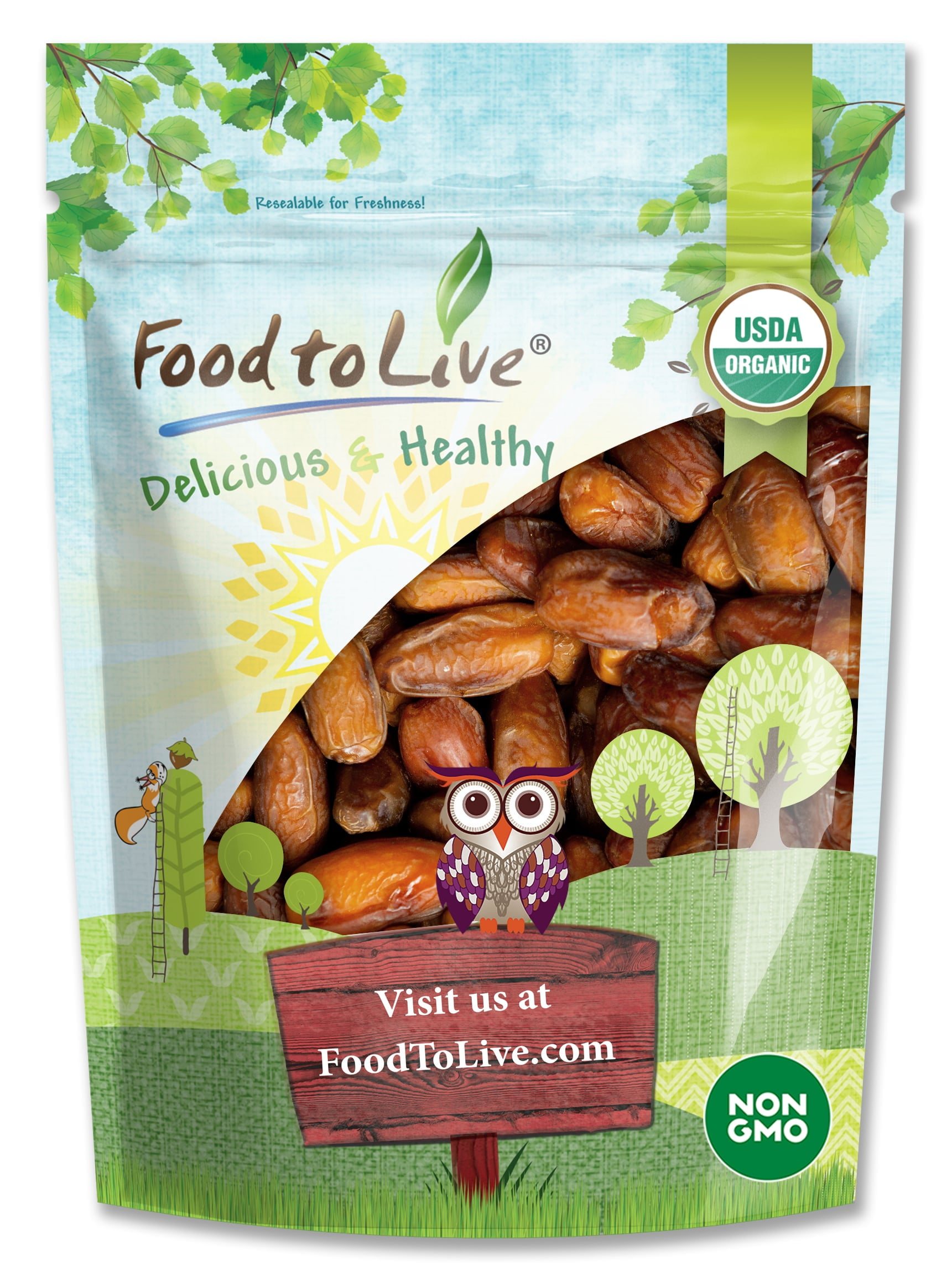 Organic Deglet Noor Dates, 2 Pounds — Non-GMO, Raw, Vegan — by Food to Live