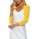 thumbnail image 4 of INSPIRAR CHIC Blusas Semi Transparentes para Mujeres Elegante Cárdigan Bolero Amarillo de 3/4 de Manga Talla L, 4 of 6